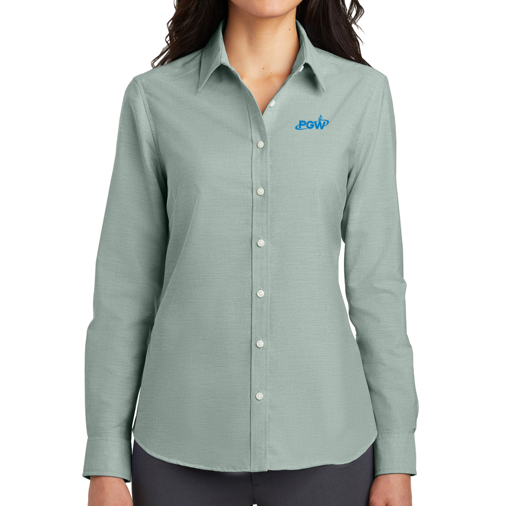 Green-Ladies-Port-Authority-SuperPro-Oxford-Shirt