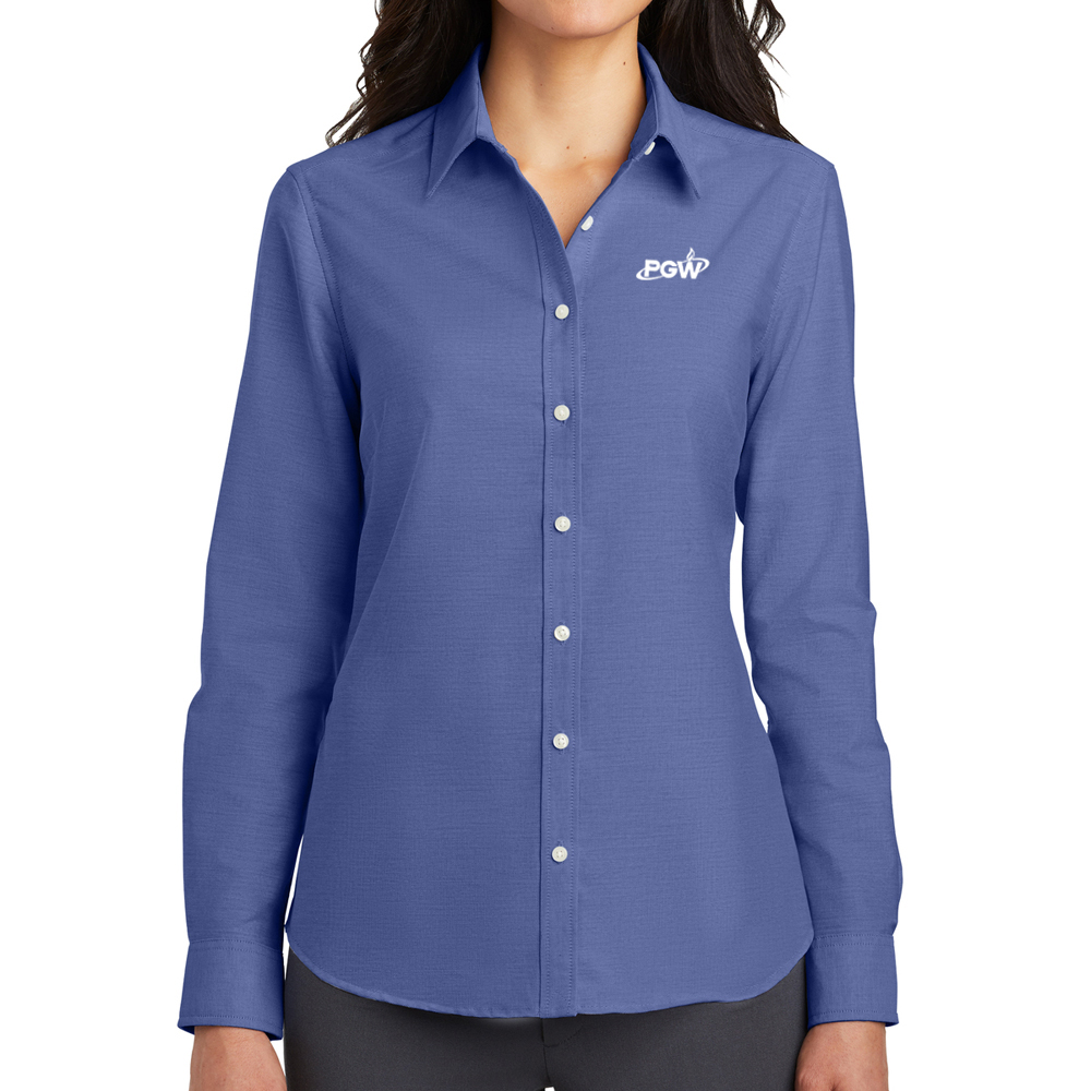 Navy-Ladies-Port-Authority-SuperPro-Oxford-Shirt
