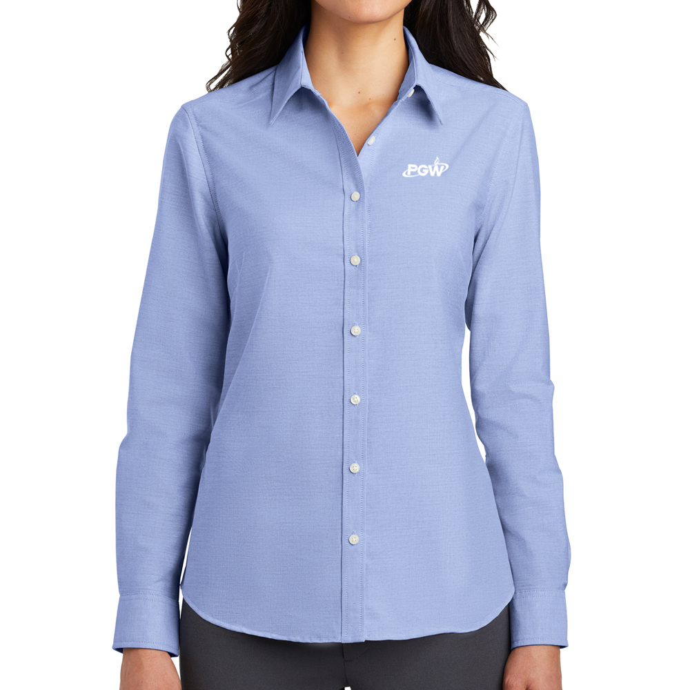 Oxford-Blue-Ladies-Port-Authority-SuperPro-Oxford-Shirt