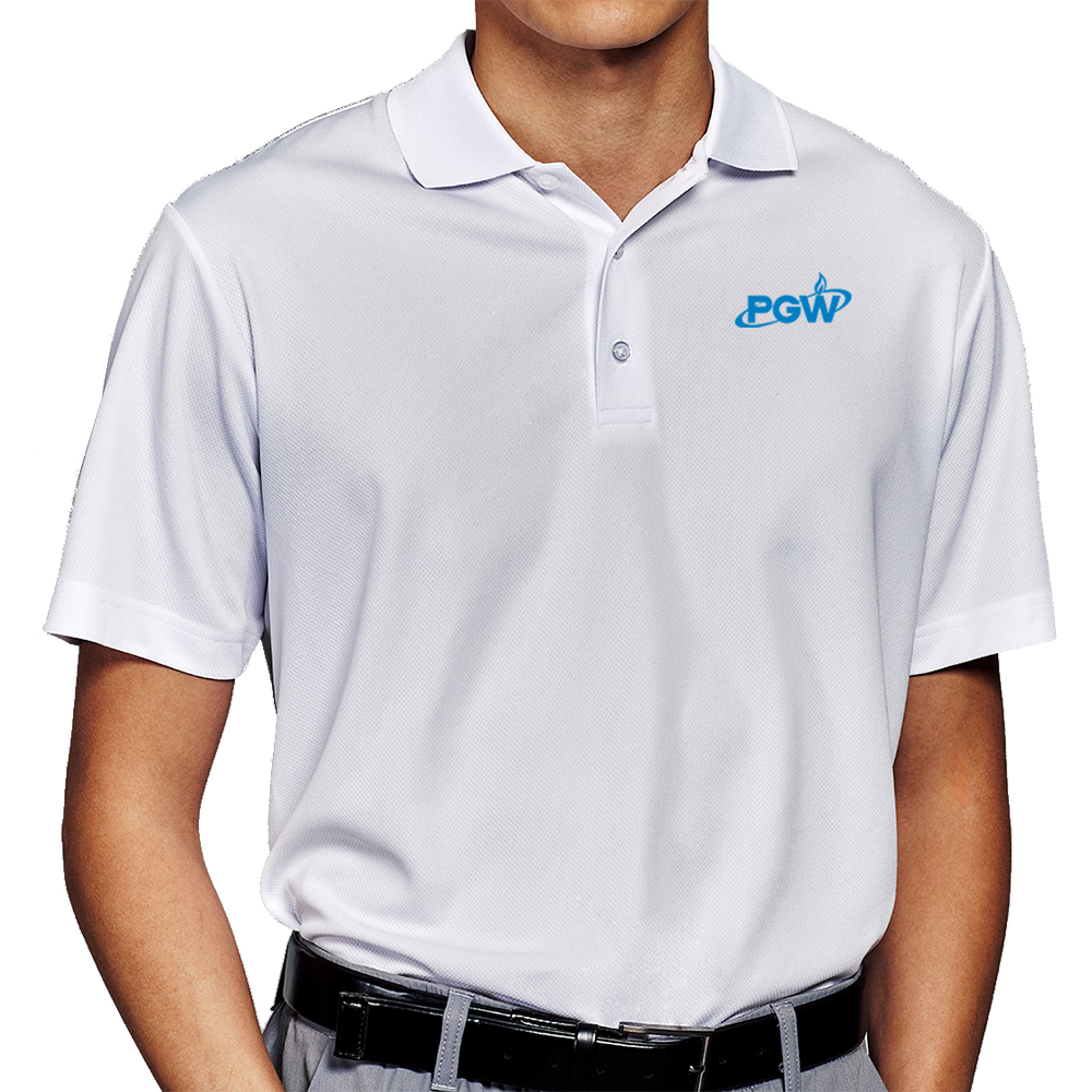 White-Mens-Polyester-Mesh-Polo