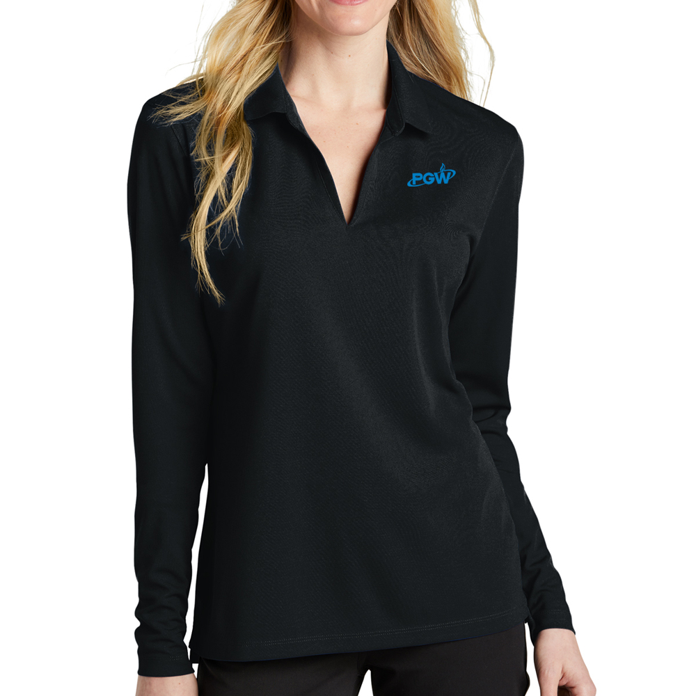 Black-Ladies-Nike-Dri-FIT-Micro-Pique-2.0-Long-Sleeve-Polo