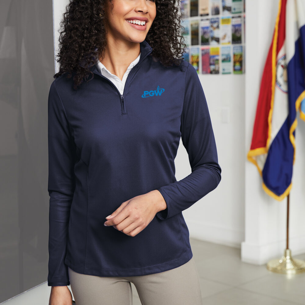 Navy-2Ladies-Pinpoint-Mesh-1-2-Zip