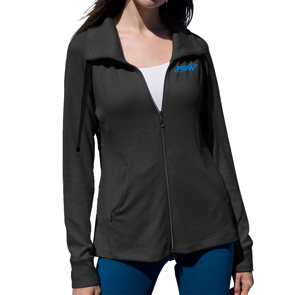 Black-Greg-Norman-Ladies'-Mock-Neck-Full-Zip-Jacket