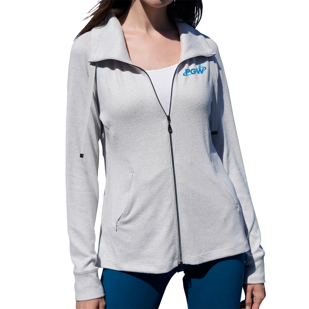 Grey-Greg-Norman-Ladies'-Mock-Neck-Full-Zip-Jacket